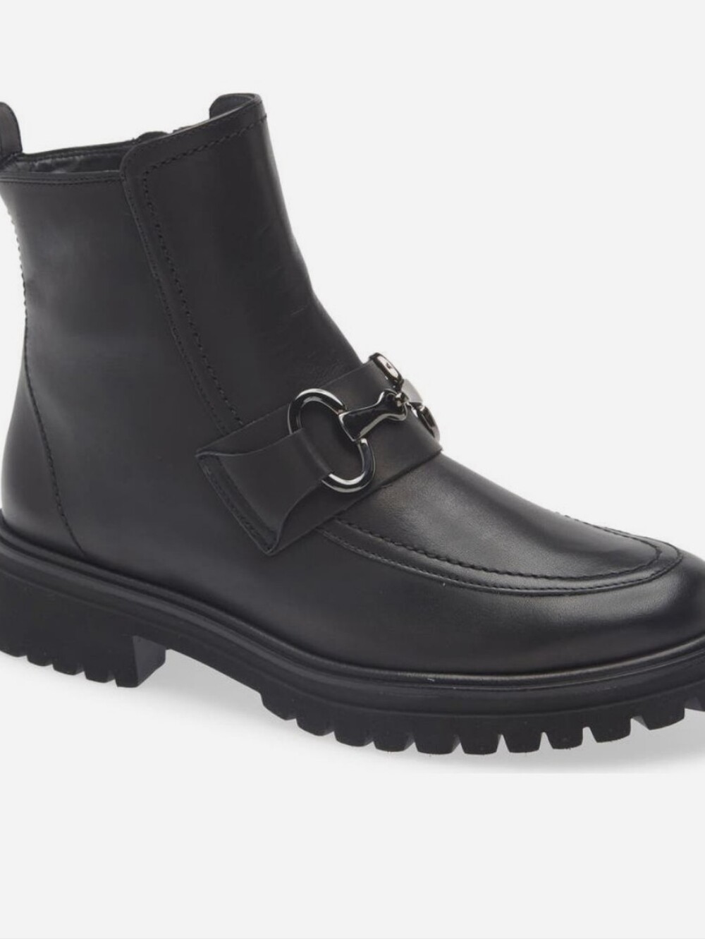 Paul Green Superb  Lug Sole Ankle Black Boots with Metal Bit Detail.. Size 10.5